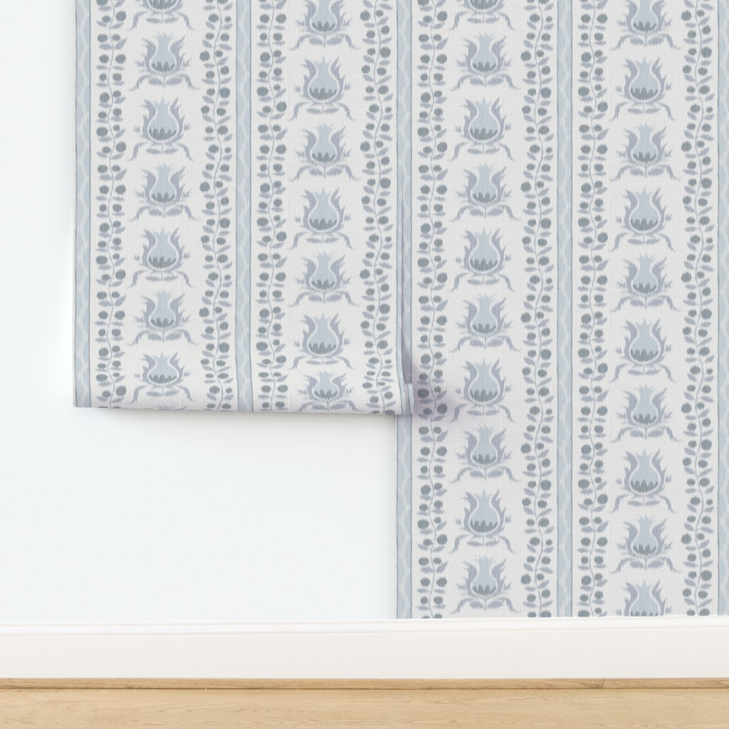Wallpaper in IKAT POMEGRANATES Quiet Blue And CEDCE6 | Spoonflower