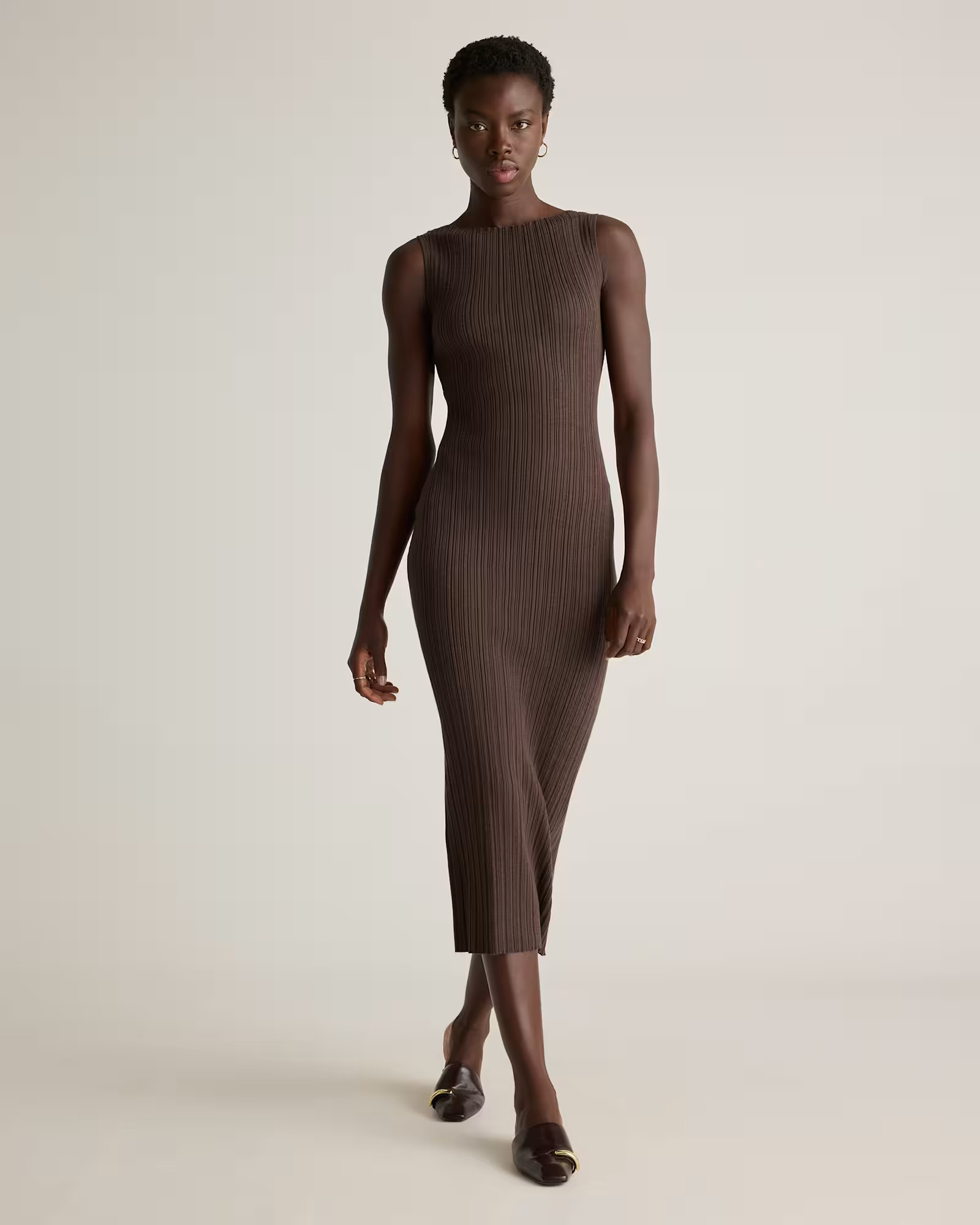 Cotton Cashmere Ribbed Sleeveless Midi Dress | Quince