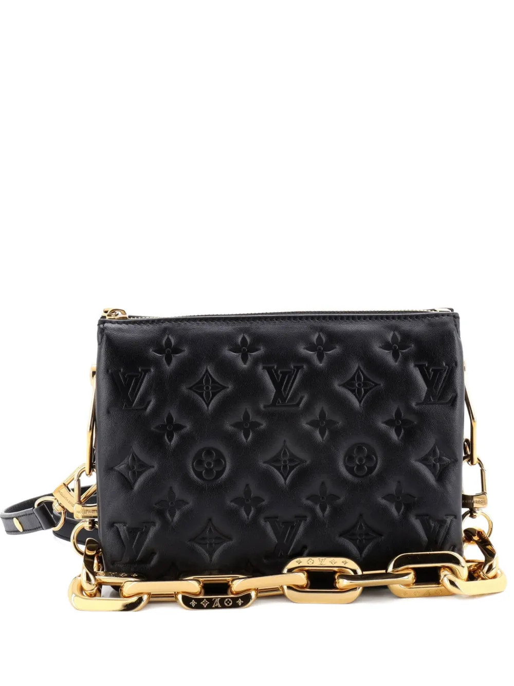 Louis Vuitton Pre-Owned Coussin Bag Monogram Embossed Lambskin PM crossbody bag - Black | Farfetch Global