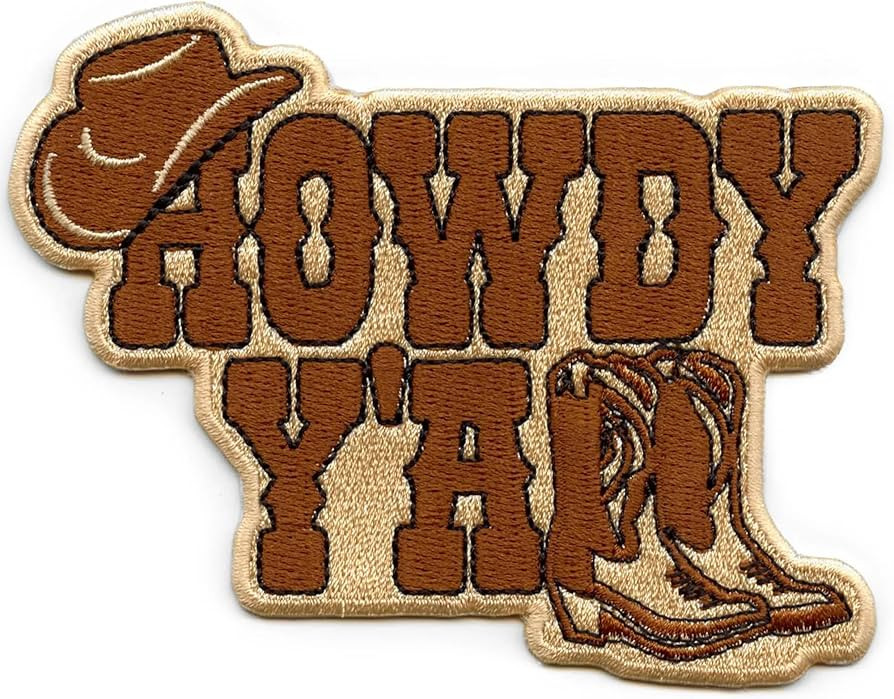Howdy Yall Boots with Hat Patch Cowboy Western Embroidered Iron On | Amazon (US)