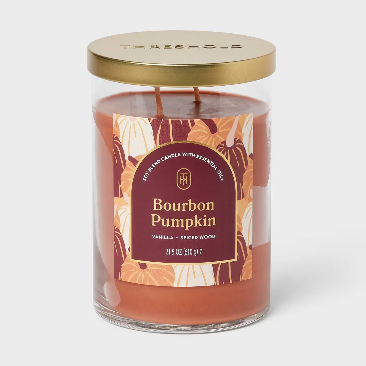 21.5oz 2-Wick Lidded Glass Jar Candle Bourbon Pumpkin - Threshold™ | Target