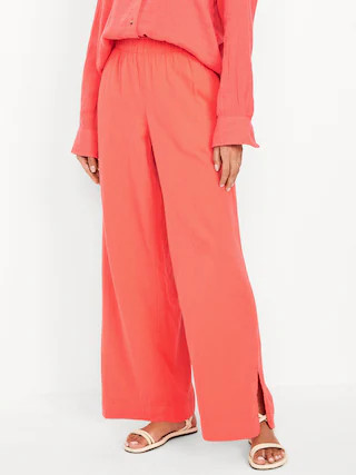 High-Waisted Crinkle Gauze Wide-Leg Pants | Old Navy (US)