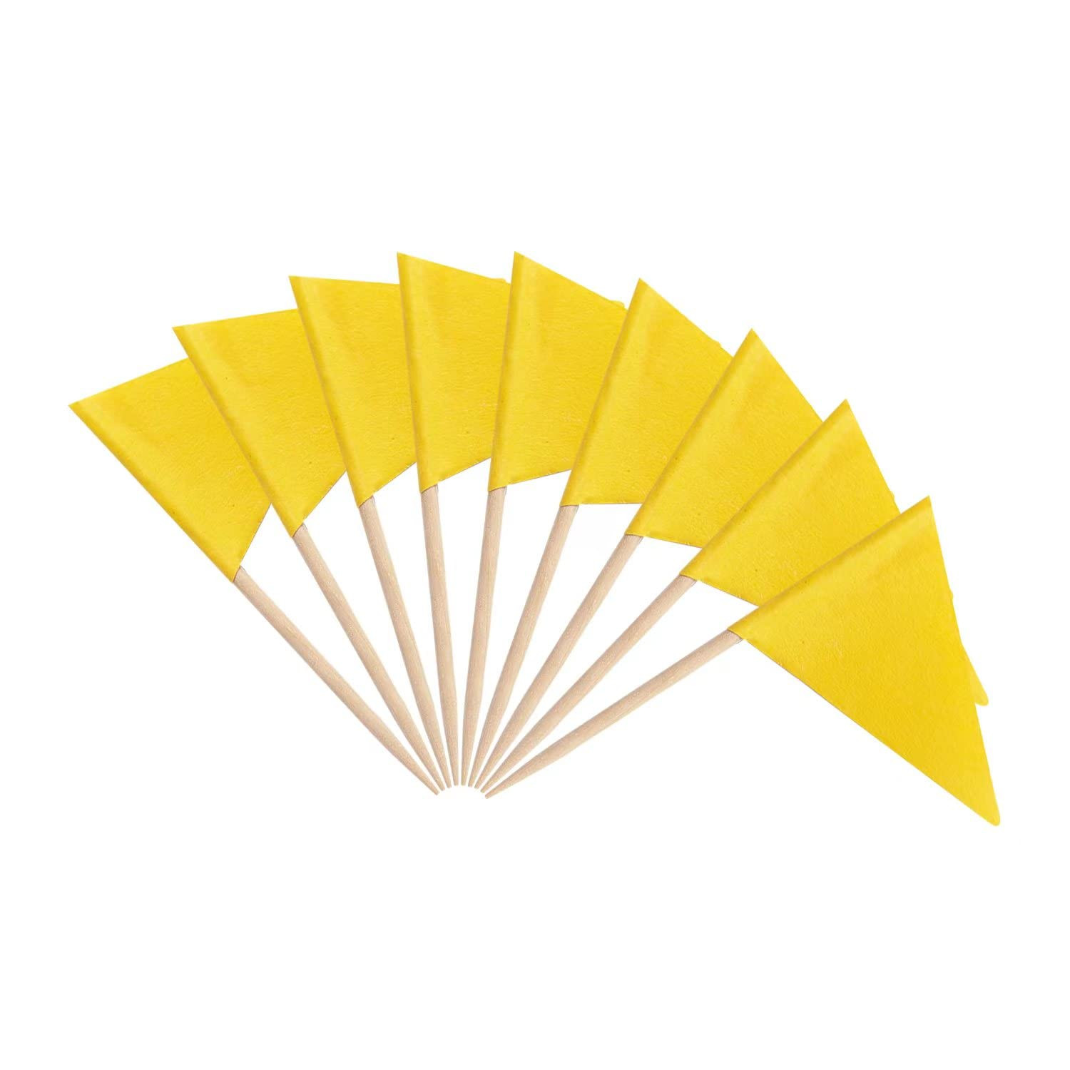 100 Pcs Solid Yellow Toothpick Flags Small Mini Plain Yellow Color Triangle Stick Cupcake Toppers... | Amazon (US)