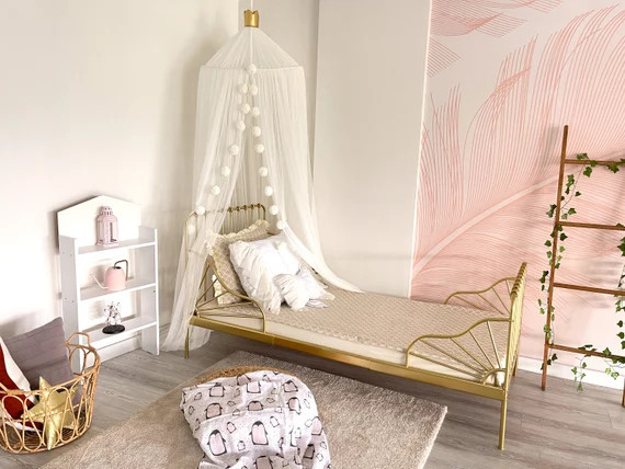 White Canopy tulle Bed Canopybed Baldachinmontessori Bed - Etsy | Etsy (US)