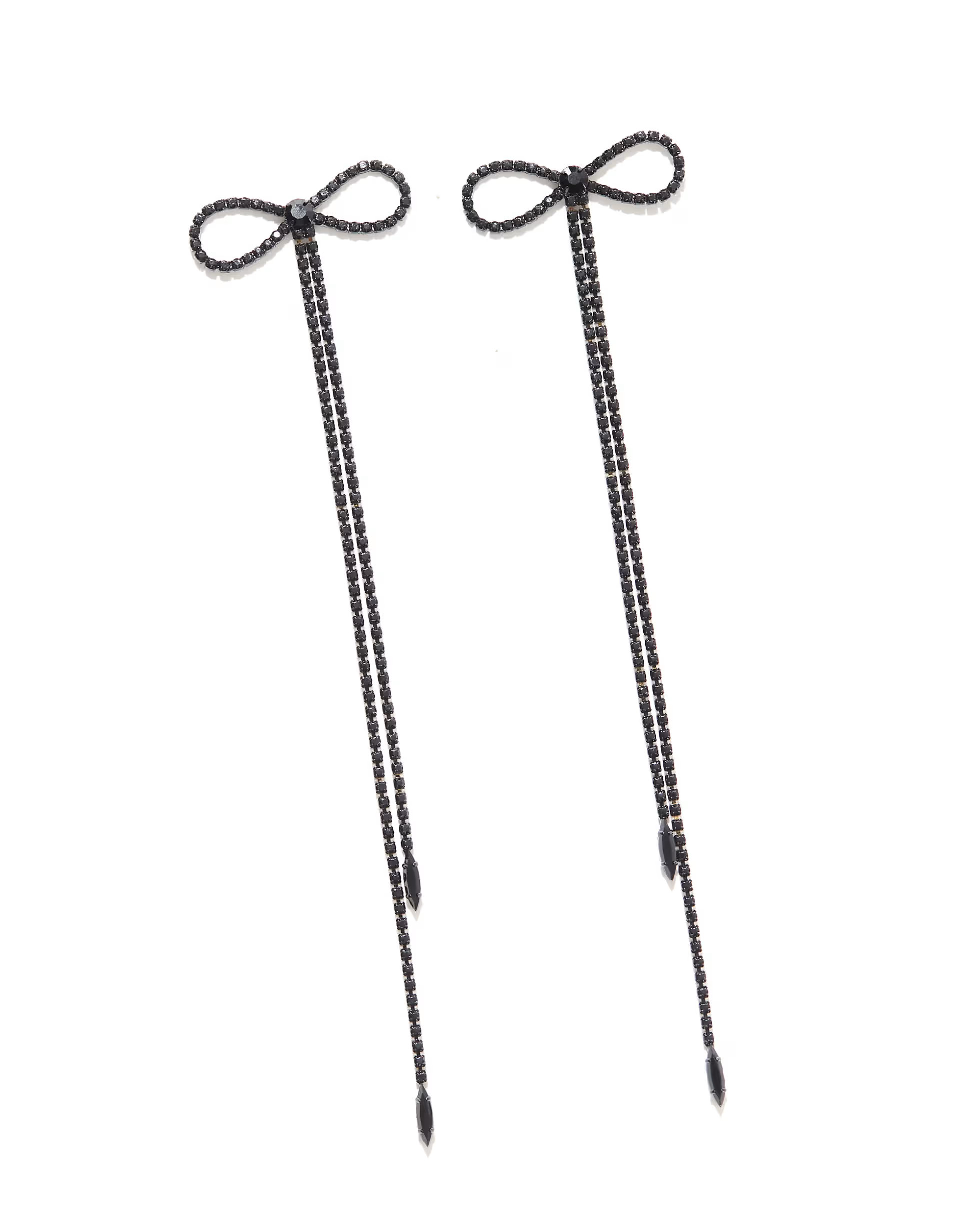 ASOS DESIGN beaded bow earrings in black | ASOS (Global)