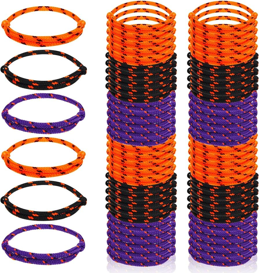 Dingion 180 Pieces Halloween Bracelets Bulk Nylon Friendship Bracelets for Kids Orange Black Purp... | Amazon (US)