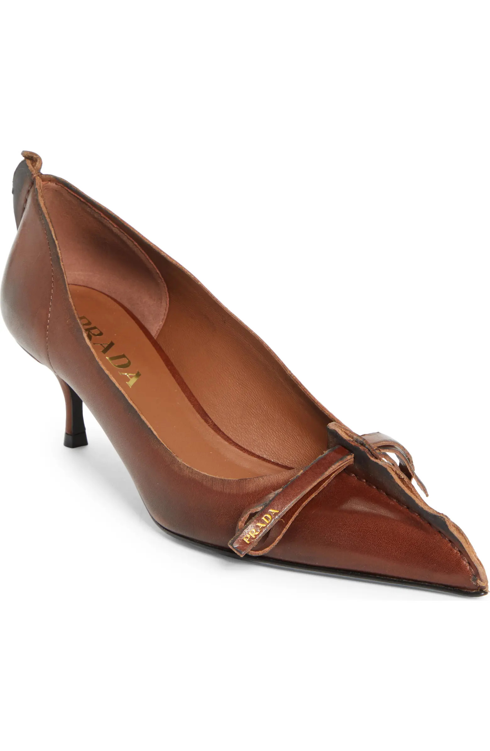 Prada Exposed Seam Kitten Heel Pump (Women) | Nordstrom | Nordstrom