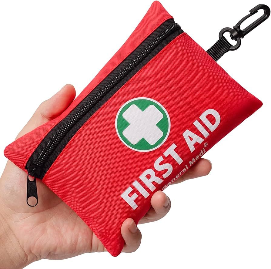 Mini First Aid Kit, 110 Piece Small First Aid Kit - Includes Emergency Foil Blanket, Scissors for... | Amazon (US)