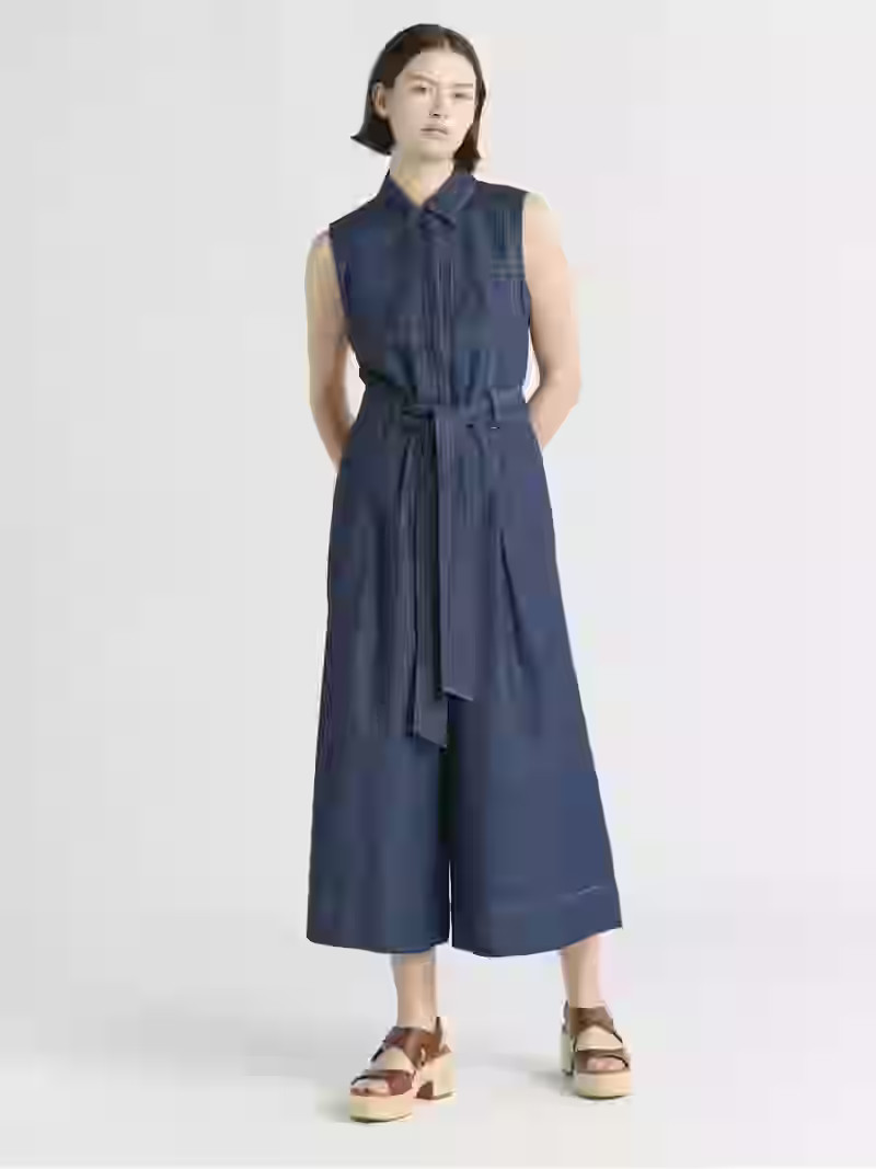 Free Assembly Women's and Women's Plus Chambray Wide Leg Cropped Jumpsuit, Sizes XS-4X | Walmart (US)