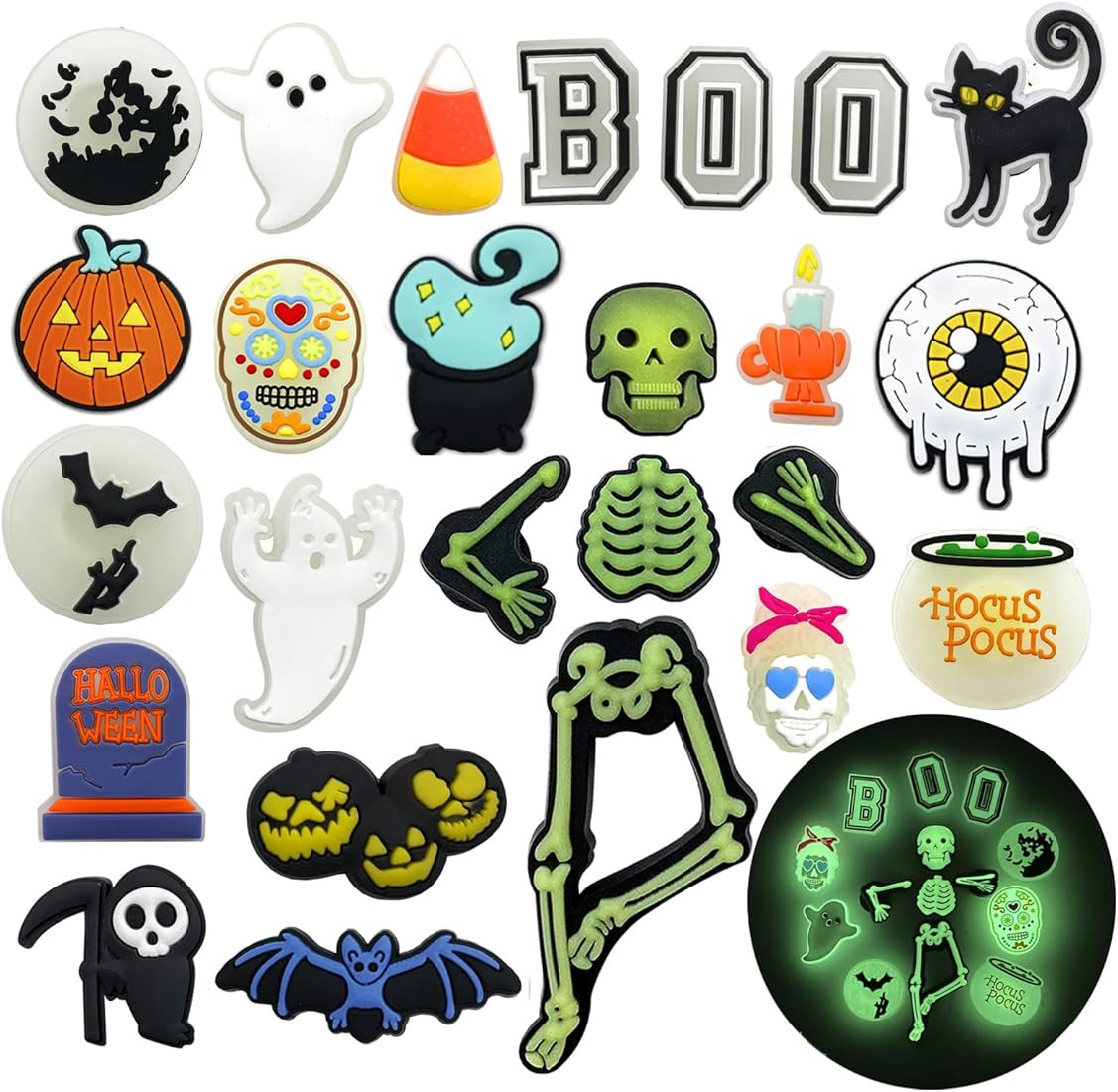 25 30 40 55PCS Halloween Horror Shoe Charms Skull Horror Shoe Decoration Charms, Shoe Pins Access... | Amazon (US)