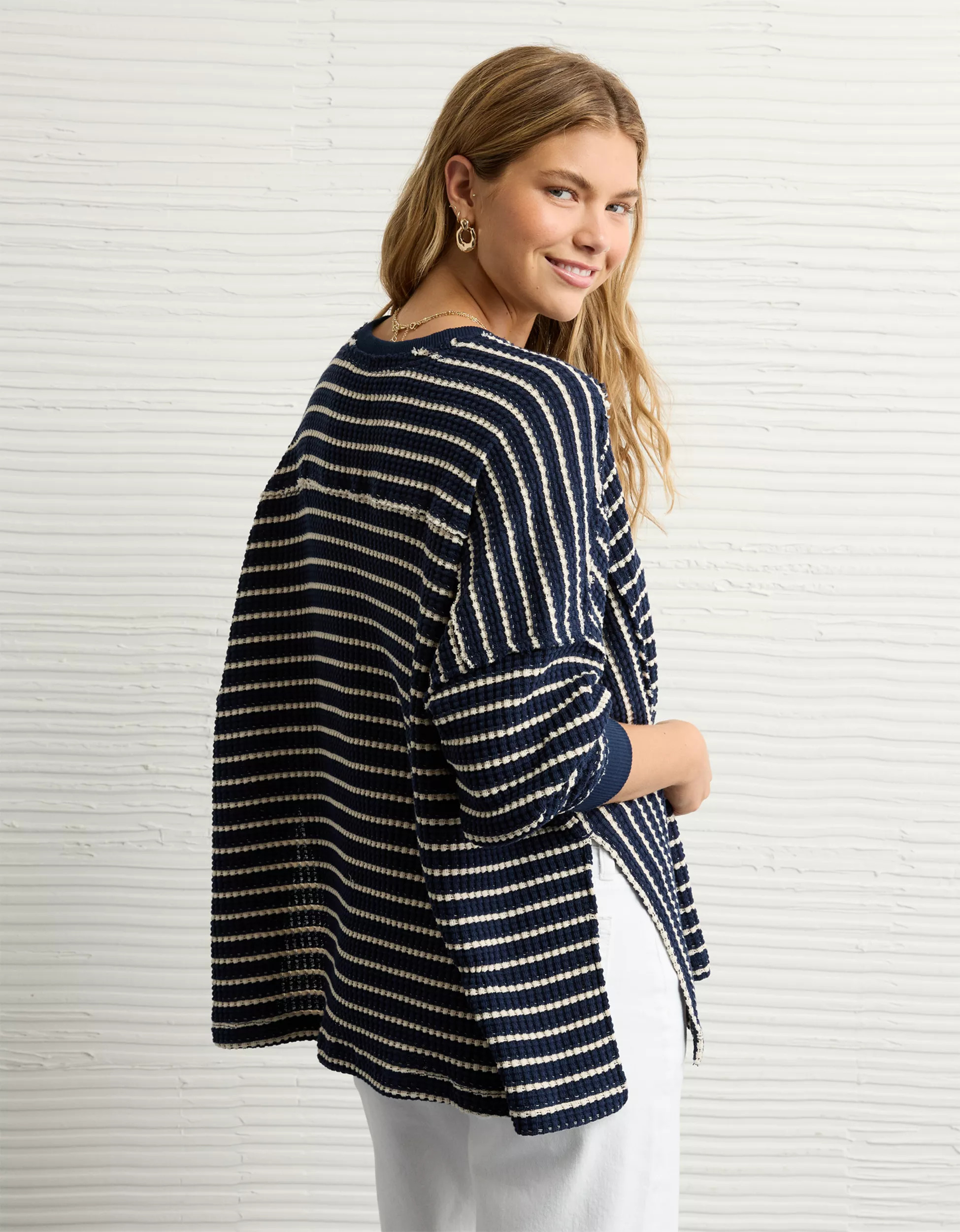 AE Big Hug Crew Neck Waffle Sweatshirt | American Eagle Outfitters (US & CA)