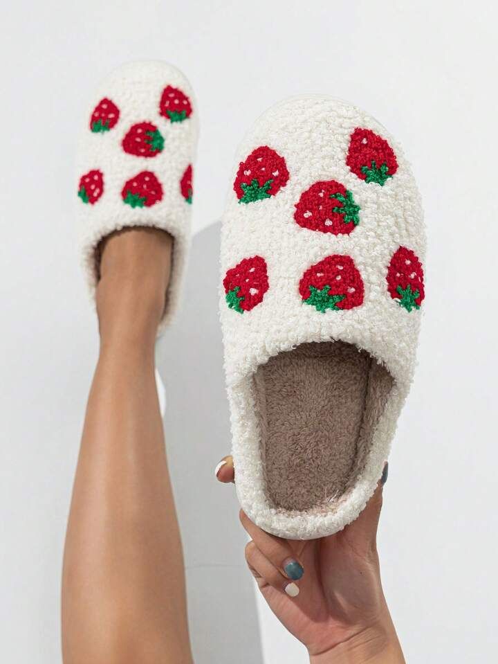 Women's Fashionable Home Slippers With Strawberry Pattern | SHEIN