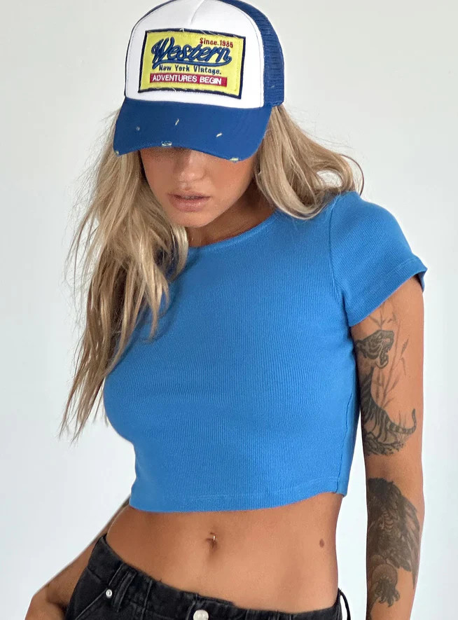 Classic Crop Tee Blue | Princess Polly US