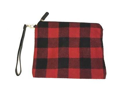 LIB New York Black Red Buffalo Plaid Print Wristlet Small Zip Purse 0091 | eBay | eBay US