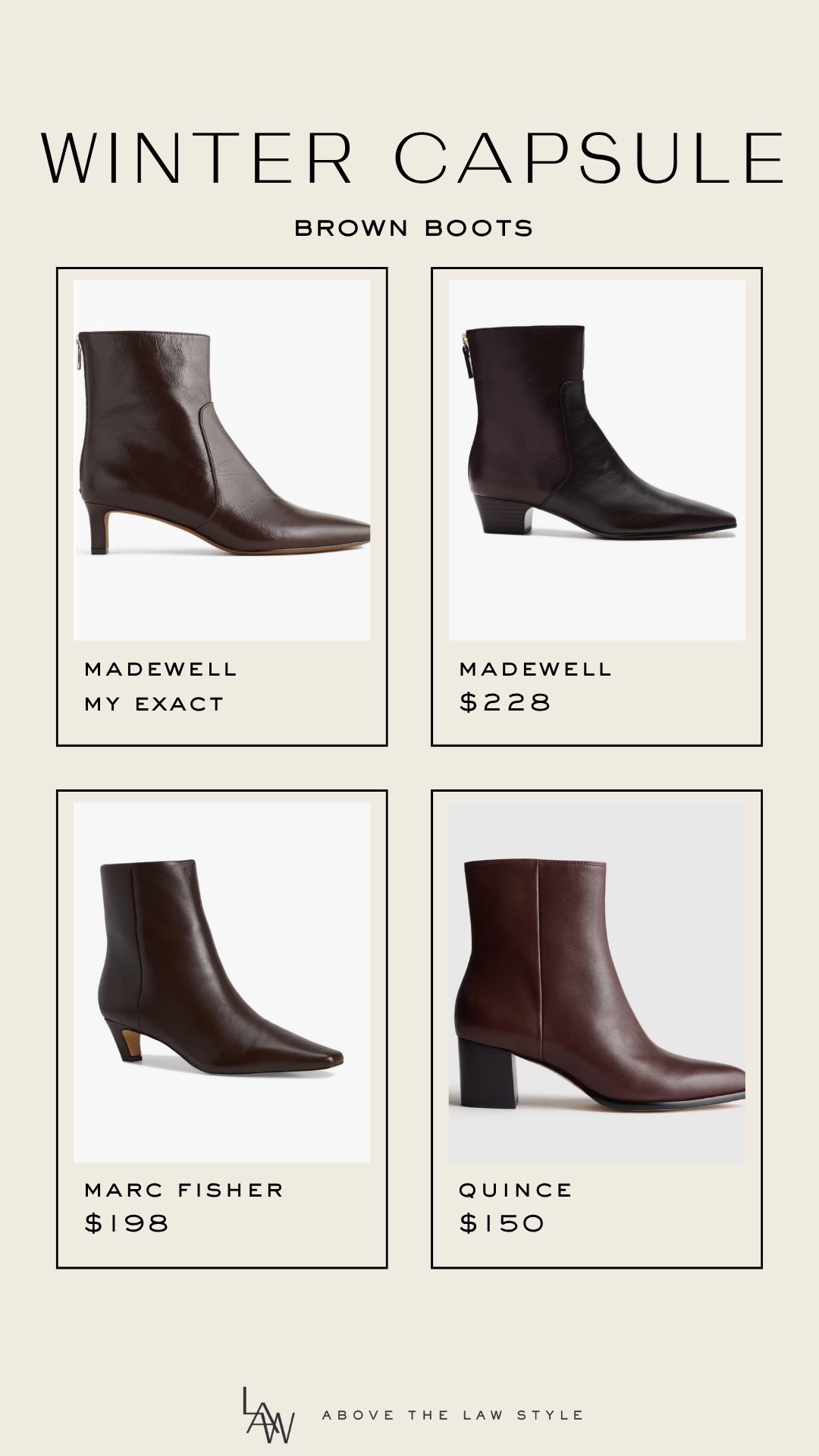 Winter Capsule: Brown Boots

#LTKShoeCrush #LTKStyleTip #LTKFindsUnder100