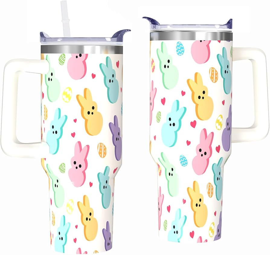 Easter Tumbler, Cute PEEPS Tumbler with Handle and Straw, 40 oz Stainless Steel Insulated Water B... | Amazon (US)