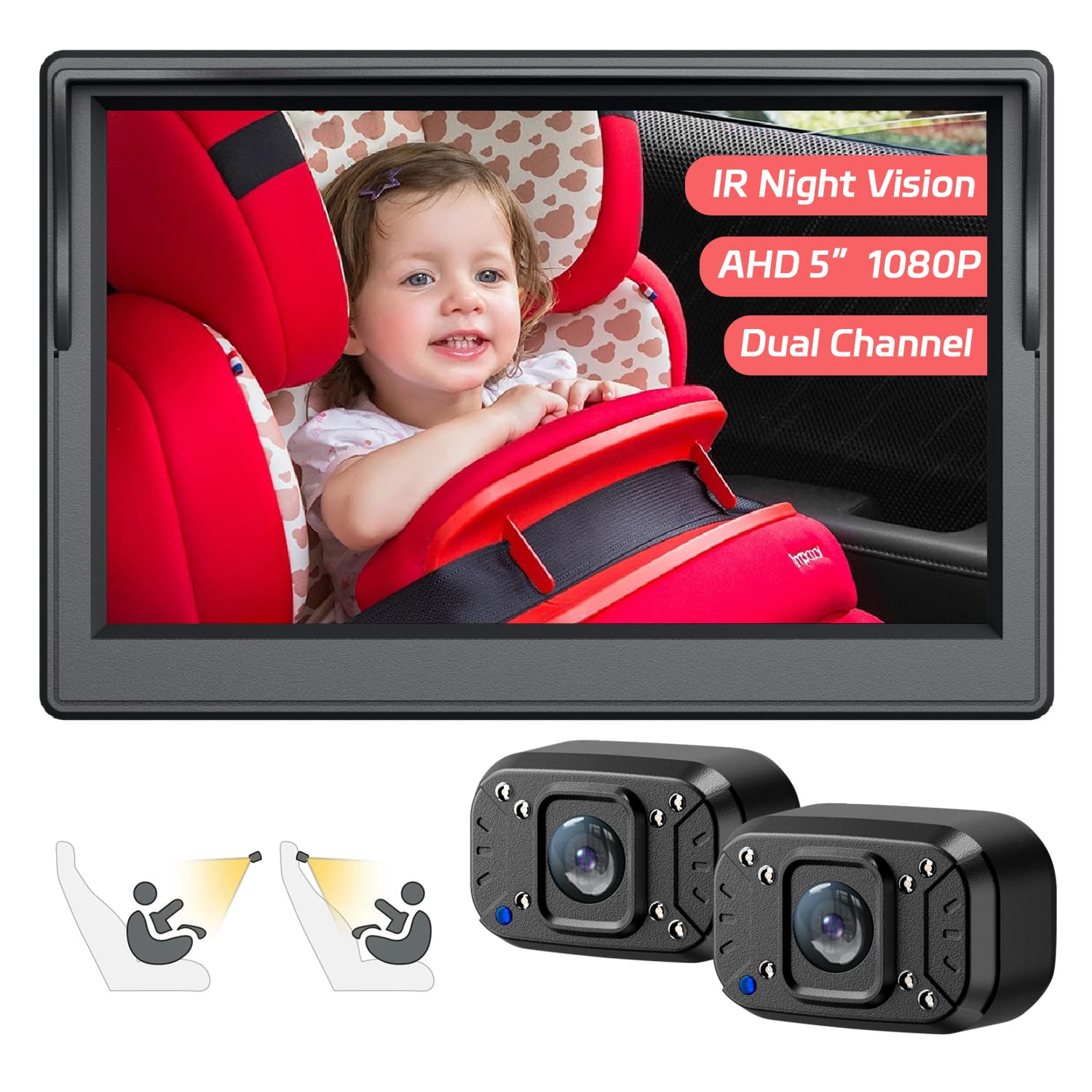 Itomoro Baby Car Camera, Dual Channel 5 inch Display with 2 IR Night Vision Camera, Easily Instal... | Amazon (US)