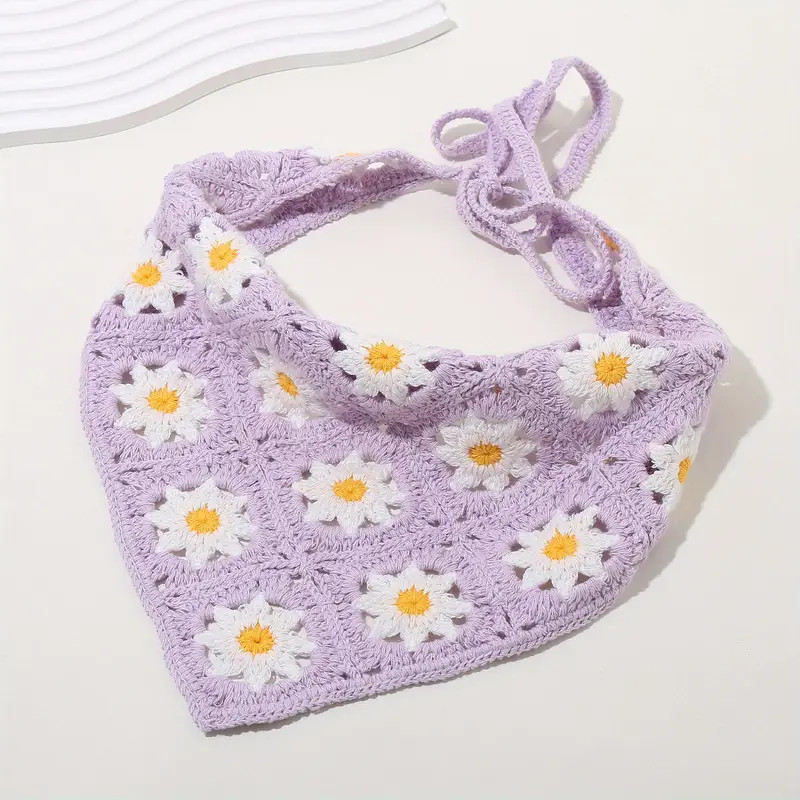 Flower Crochet Triangular Scarf Sweet Sunflower Weaving - Temu | Temu Affiliate Program