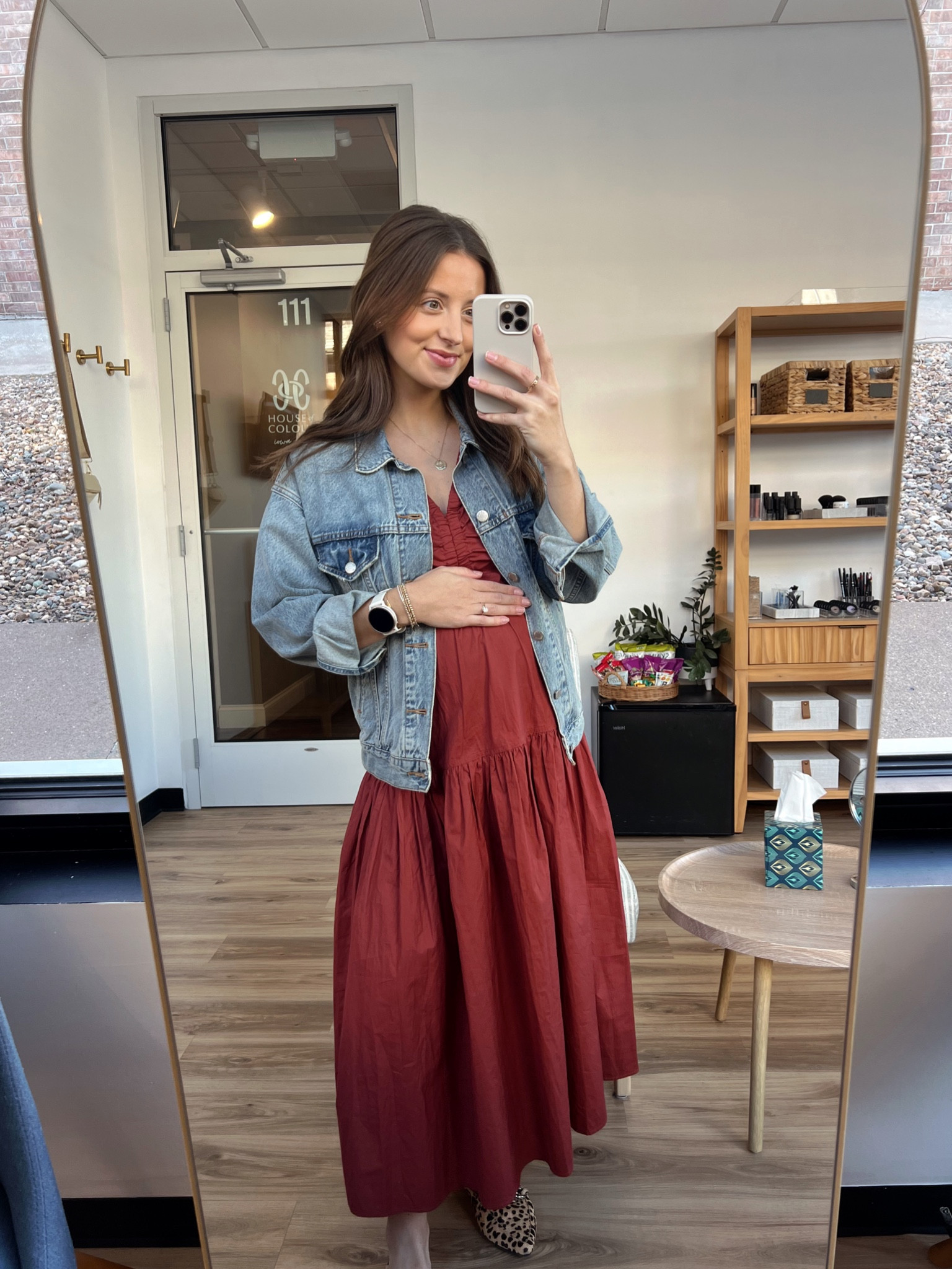 Dress on sale! Bump friendly & a beautiful Autumn chestnut! Wearing my true size XS.