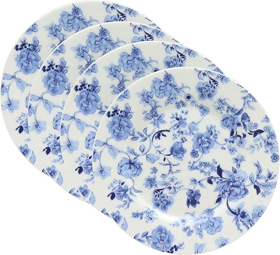 Gracie Bone China Bali Blue Floral Dessert / Salad Plate 7.5-Inch (Set of 4) | Amazon (US)