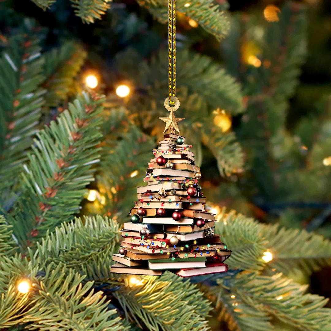 Christmas Book Tree Ornament Book Lover Christmas Ornament - Etsy | Etsy (US)