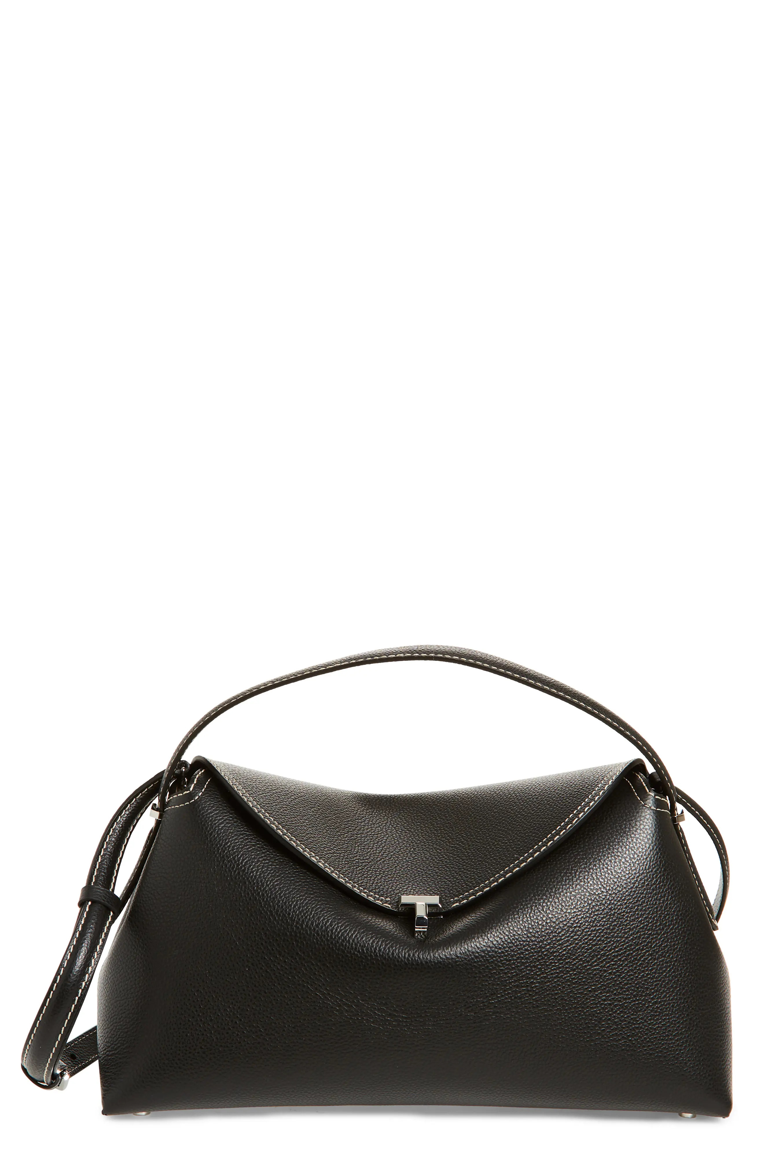 TOTEME T-Lock Curved Leather Shoulder Bag in Tan Grain at Nordstrom | Nordstrom