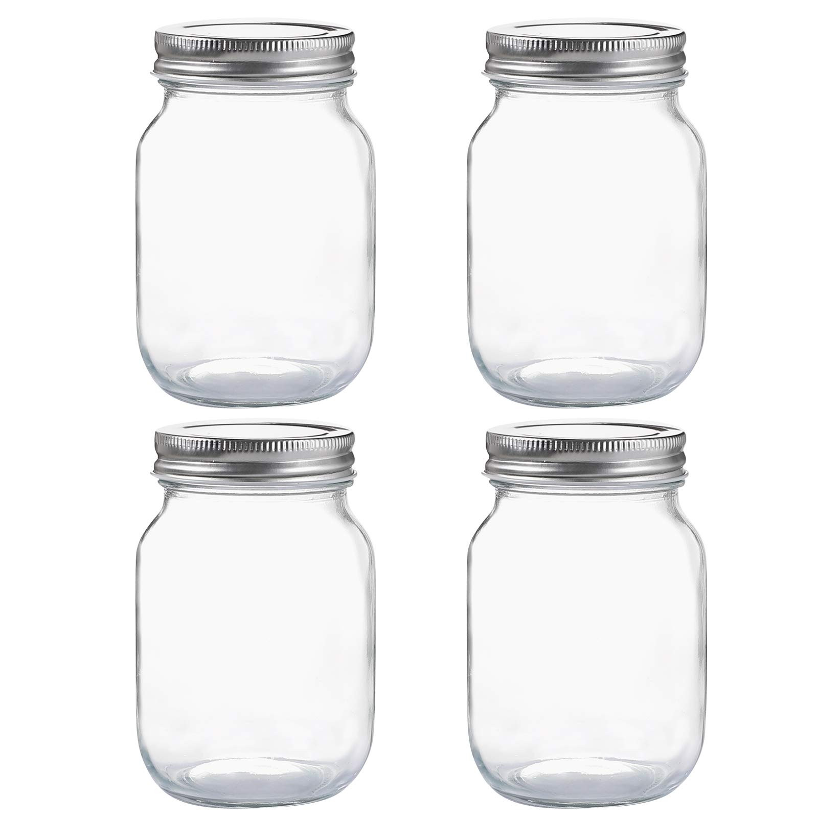 Glass Regular Mouth Mason Jars, 16 oz Clear Glass Jars with Silver Metal Lids for Sealing, Cannin... | Amazon (US)