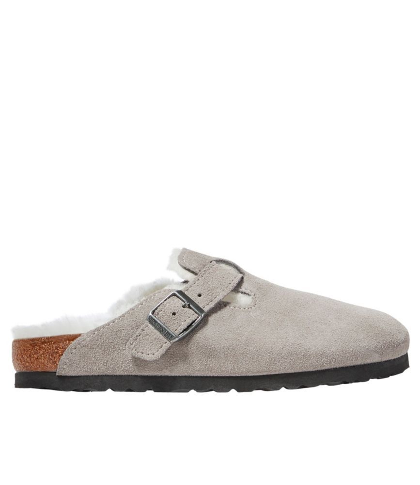 Women's Birkenstock Boston Clogs, Suede Shearling Stone Coin/Natural 41(B), Suede Leather | L.L. Bean