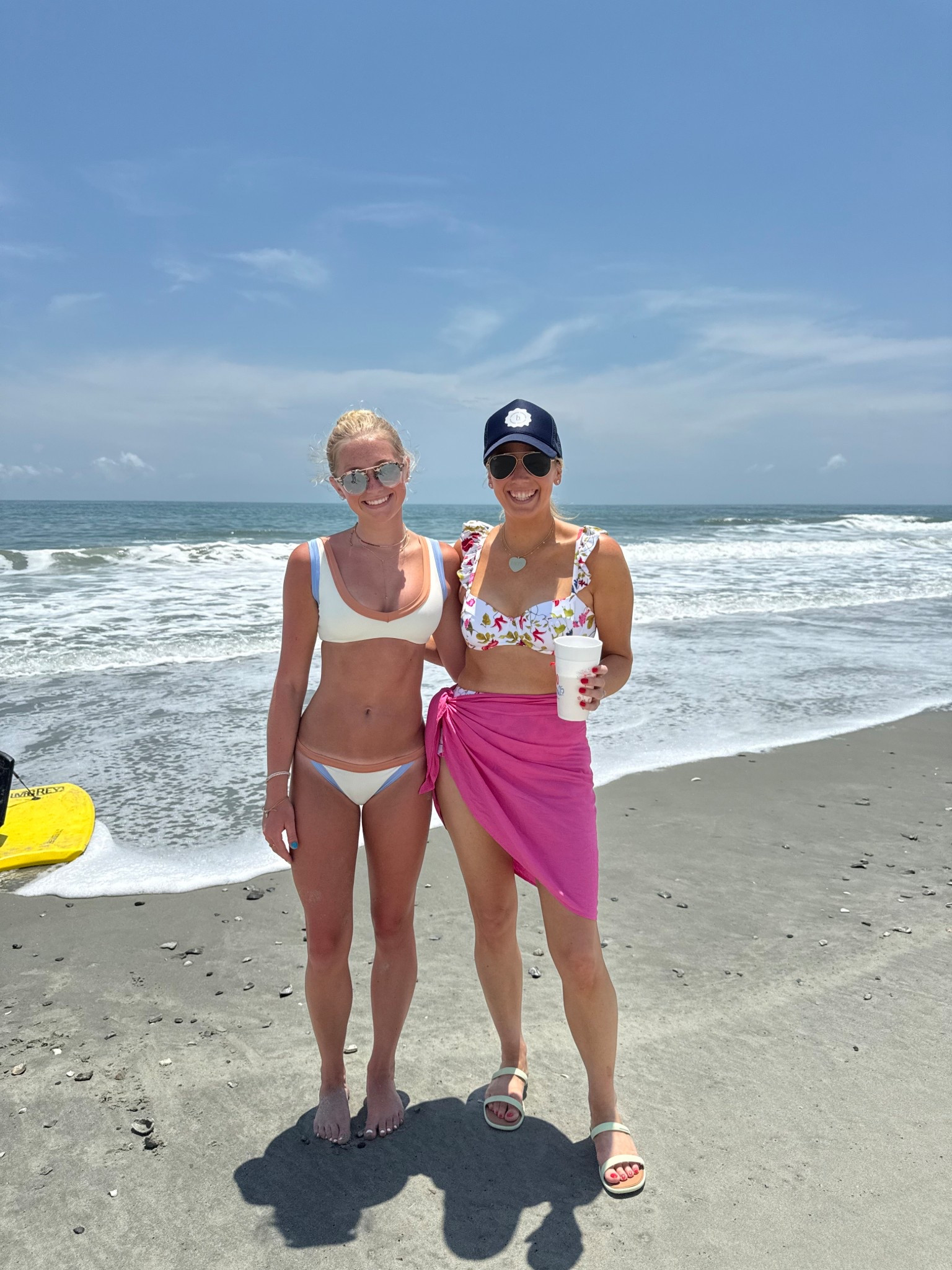 Beach fits
Caroline- l space but sold out
Mine- lands end, size up in bottoms! 
Sarong is old Target
Hat is my merch from my website! 
Shoes: reef 

#LTKFindsUnder100 #LTKStyleTip #LTKSwim