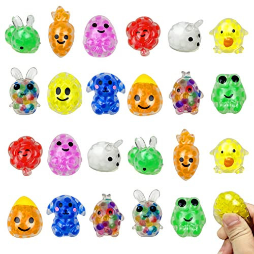 Anditoy 24 PCS Easter Mini Stress Balls Squishies Stress Relief Toys for Easter Basket Stuffers Egg Fillers Gifts Party Favors | Amazon (US)