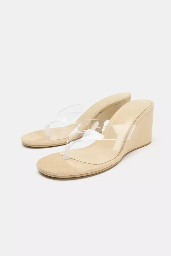 VINYL STRAP WEDGE SANDALS | Zara UK