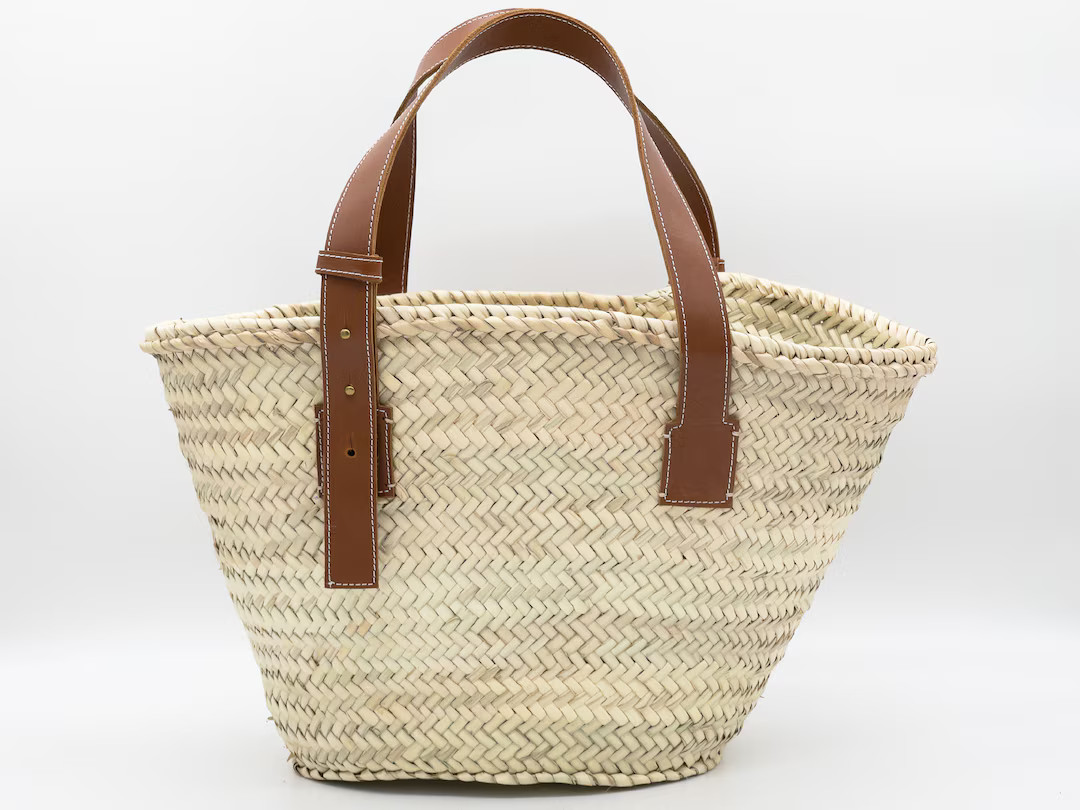 FRENCH BASKET Straw Bag With Leather Handles Beach Bag Straw - Etsy Ireland | Etsy (EU)
