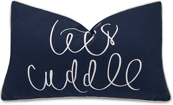 VAGMINE Let's Cuddle Embroidered Decorative Lumbar Accent Throw Pillow Cover - 12x20 Inches, Navy... | Amazon (US)