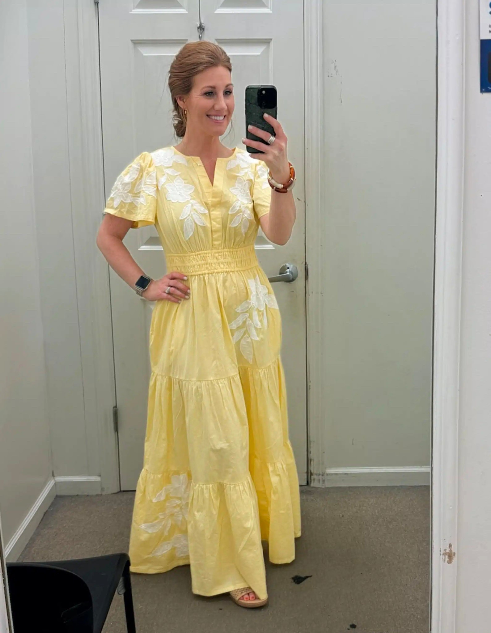 Stephanie is sharing another dress from Belk and this butter yellow is trending for Spring! She is wearing a size small. 

#LTKPetite #LTKOver40 #LTKWedding
