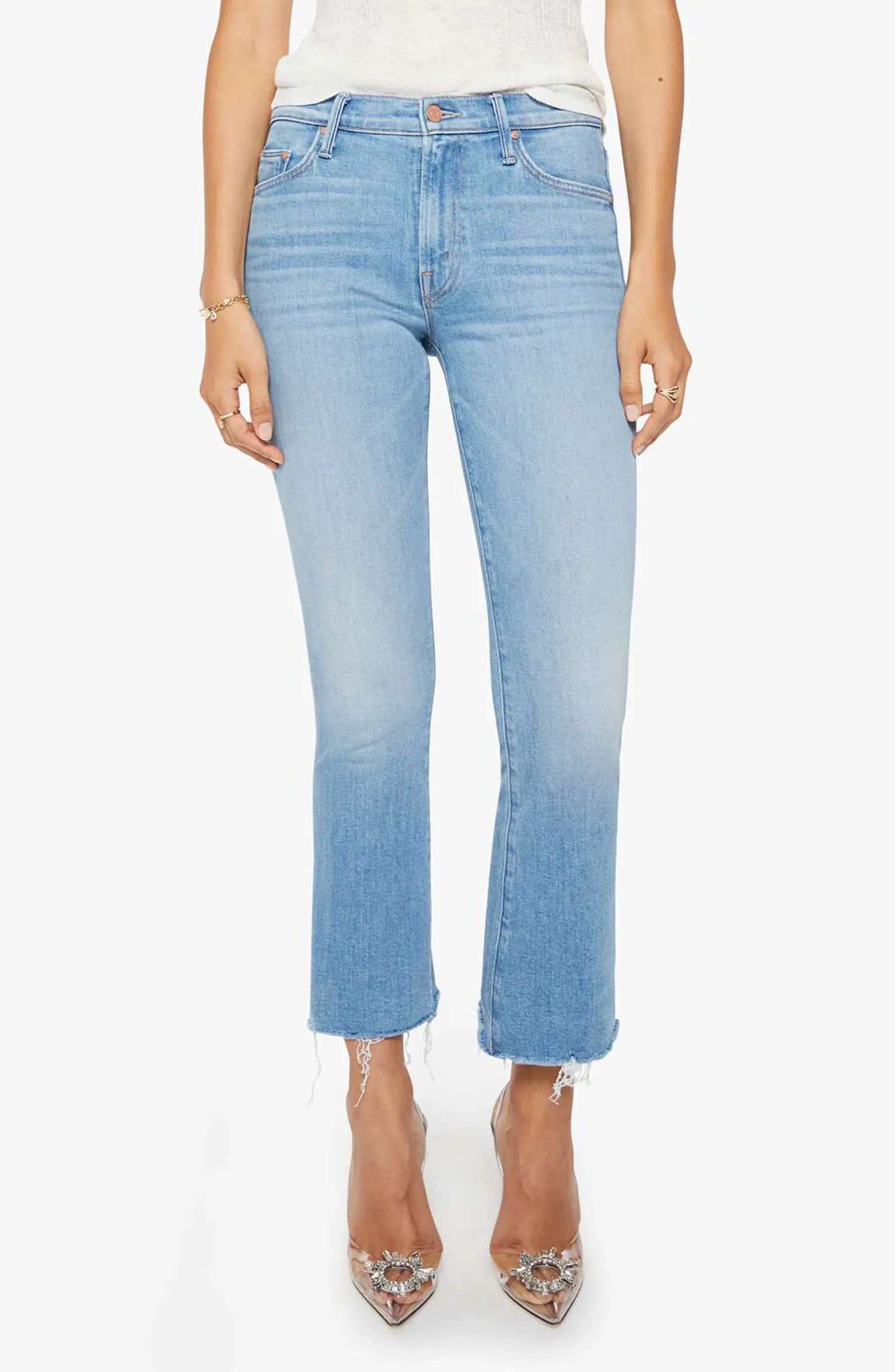 MOTHER The Outsider Flood Frayed Ankle Bootcut Jeans | Nordstrom | Nordstrom