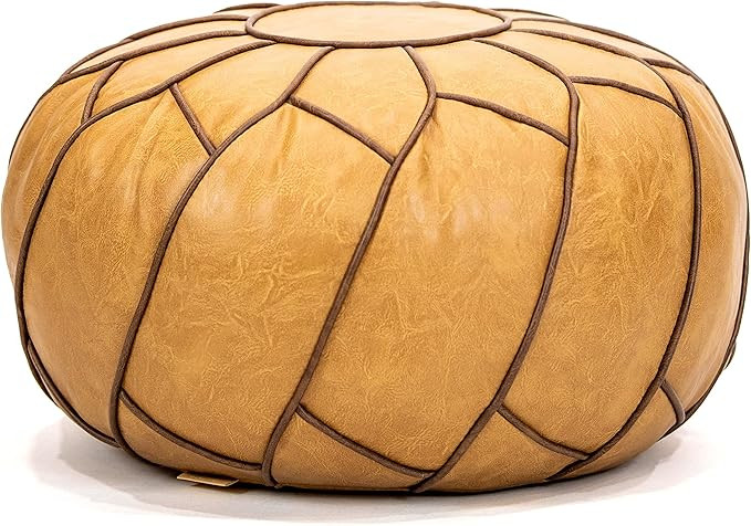 Moderner Faux Leather Pouf Unstuffed Ottoman Moroccan Footstool, Floor Footrest Cushion, Storage ... | Amazon (US)