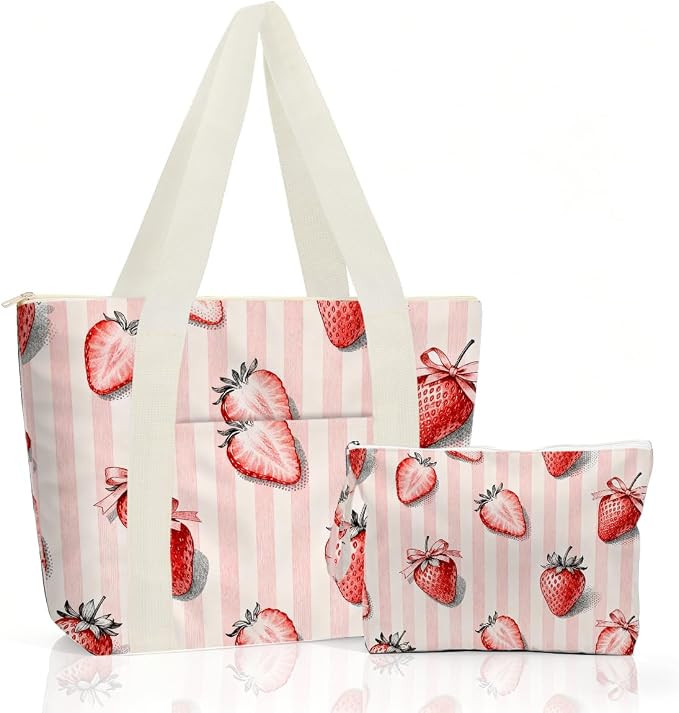 IAXIC Waterproof Tote Bag and Wet Bag Set, Summer Pattern Design for Beach Travel Gym Holiday Gif... | Amazon (US)