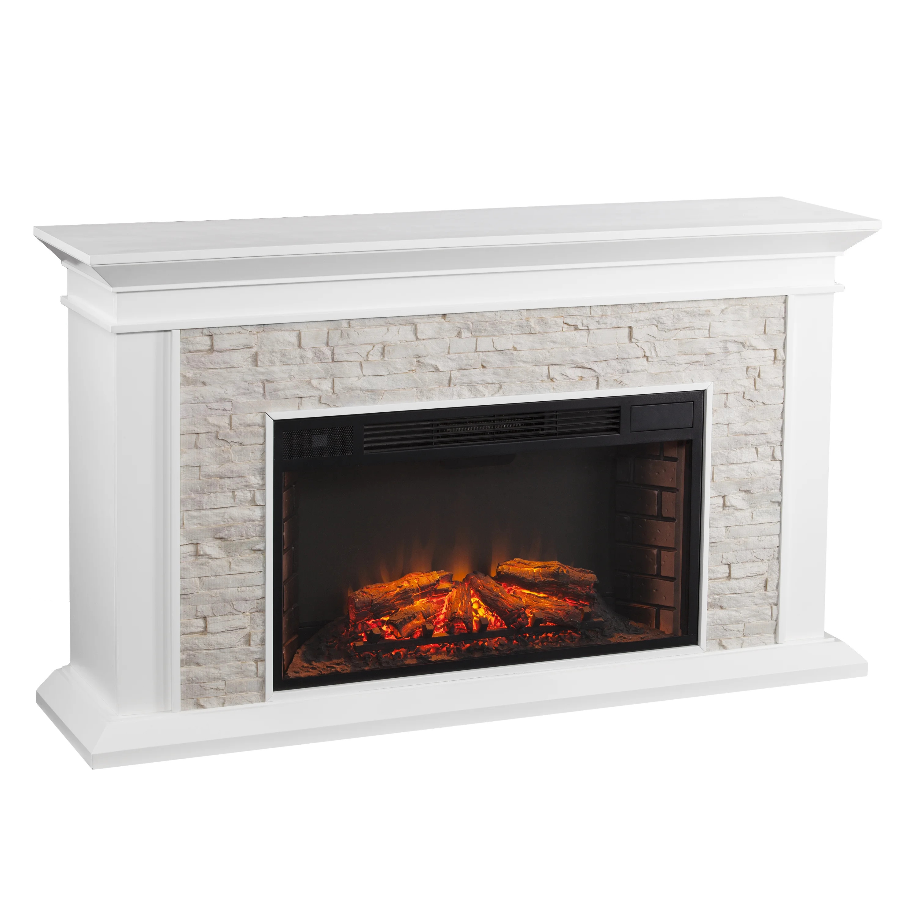 Candore Heights Faux Stone Electric Fireplace, White | Walmart (US)