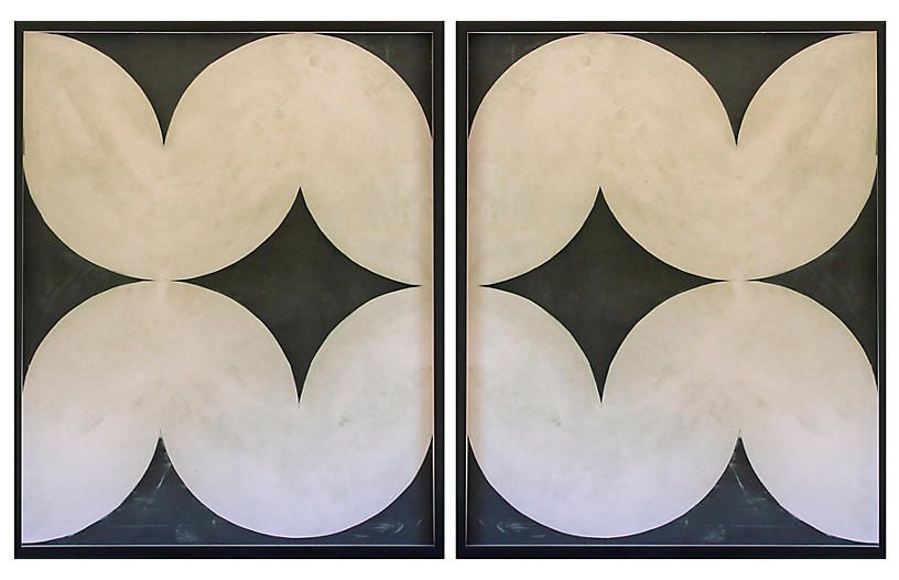 Dawn Wolfe, Black Wave Abstract Diptych | One Kings Lane