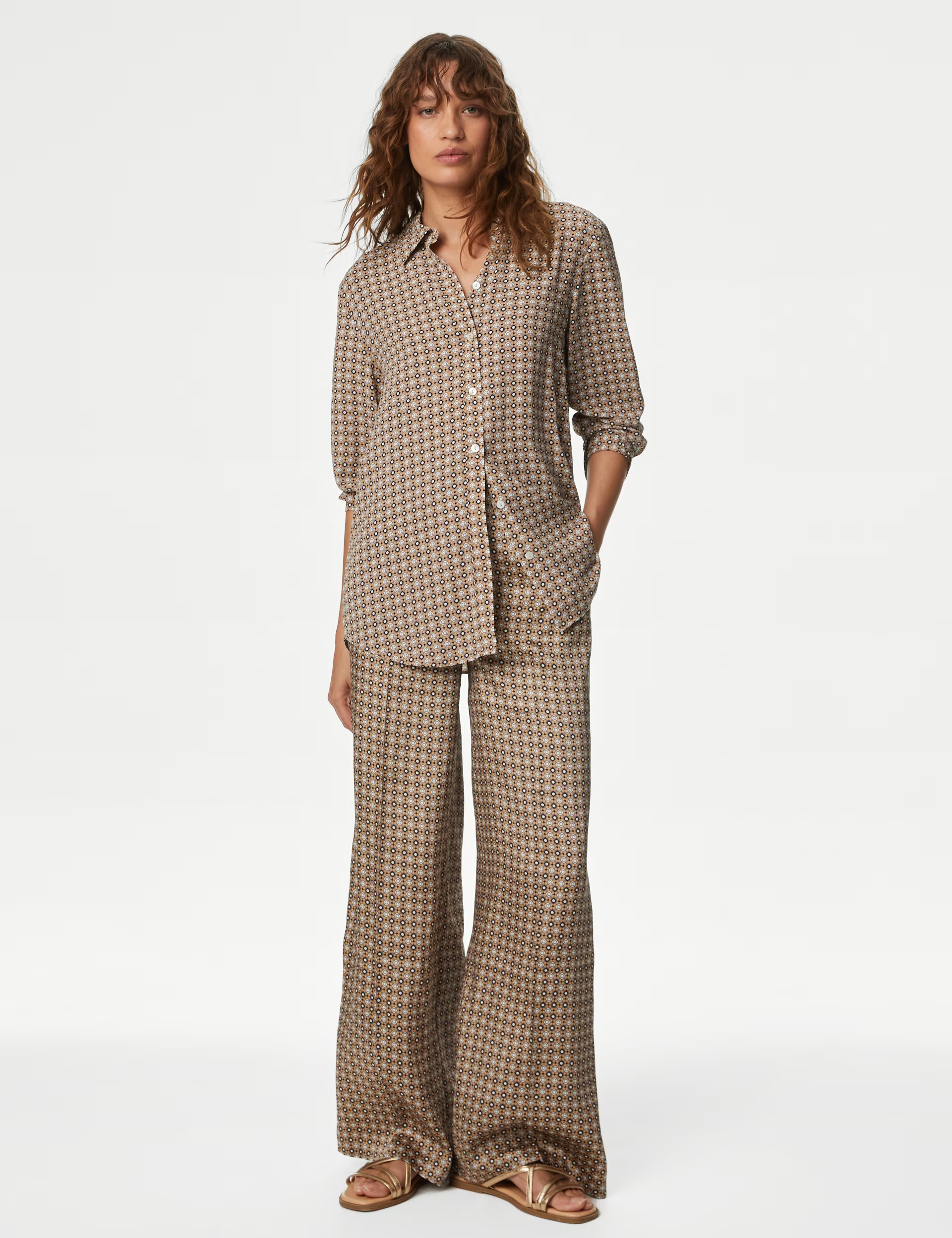 Printed Collared Button Through Blouse | Marks & Spencer (UK)