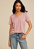 Crochet Trim V Neck Tee | Maurices