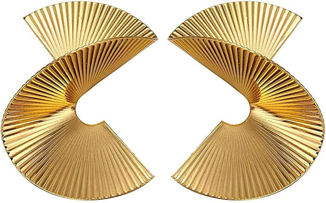 Bmadge Gold Geometric Earrings Exaggerated Statement Earrings Punk Stylish Sectored Twisted Earri... | Amazon (US)
