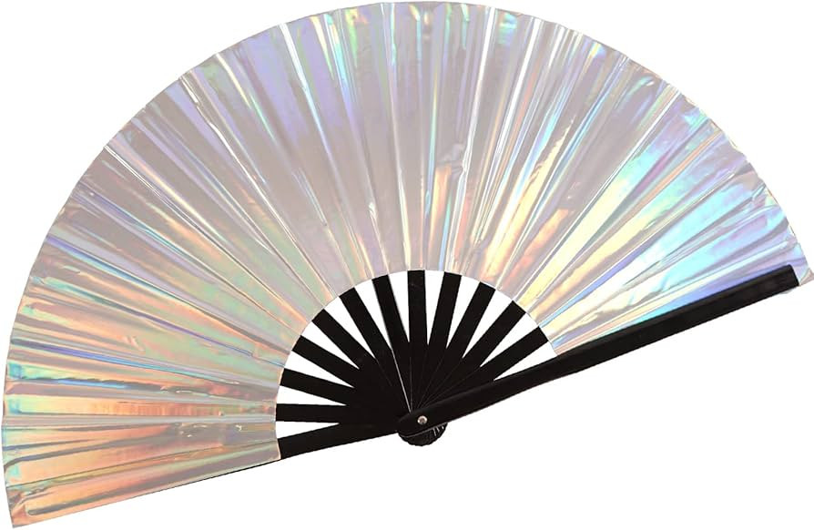 SoJourner Bags Holographic Rave Fan - Festival Fan - Large Folding Fan for Festivals, Halloween, ... | Amazon (US)