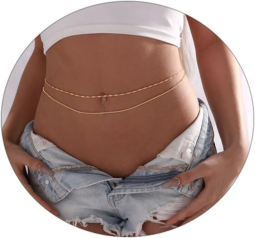 2PCS 18K Gold Plated Waist Chain Satellite Body Chain Layered rope Waist Chains Sexy Bikini Beach... | Amazon (US)