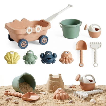 Flynow 9 PCS Beach Toy Set for Kids 3+ Years Old, Friendly Travel Play Sand Set Toy, Sand Castle Building Kit with Boat, Bucket, Shovels, Molds, Mesh Bag, Birthday Gift for Girl Boy Age 3 4 5 6 7 8 | Walmart (US)