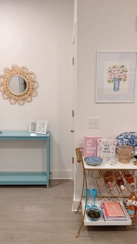 Just built this Amazon seaform blue console table for my entryway and I am in love!! The color is PERFECT!! It’s about a foot deep, so it’s great for a small space — I can still open both my front door and my closet doors. Sharing details from my bar cart and the table below! 💕

#LTKunder100 #LTKhome #LTKsalealert