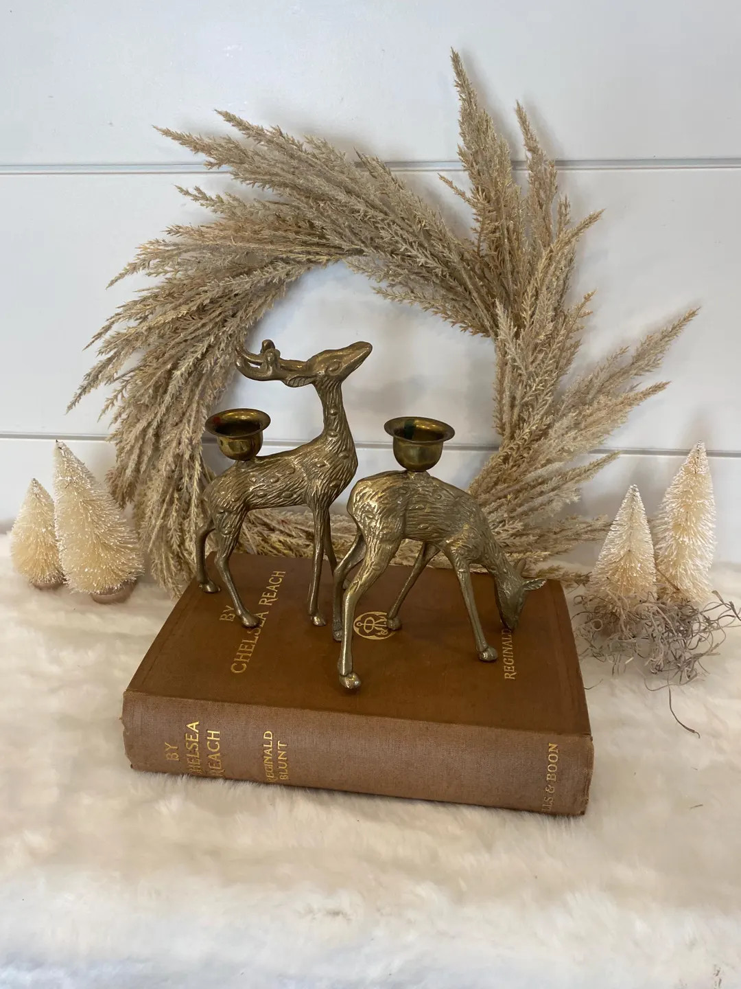 Vintage Brass Deer Candlestick Holders: Mantel Decor, Set of 2 - Etsy | Etsy (US)