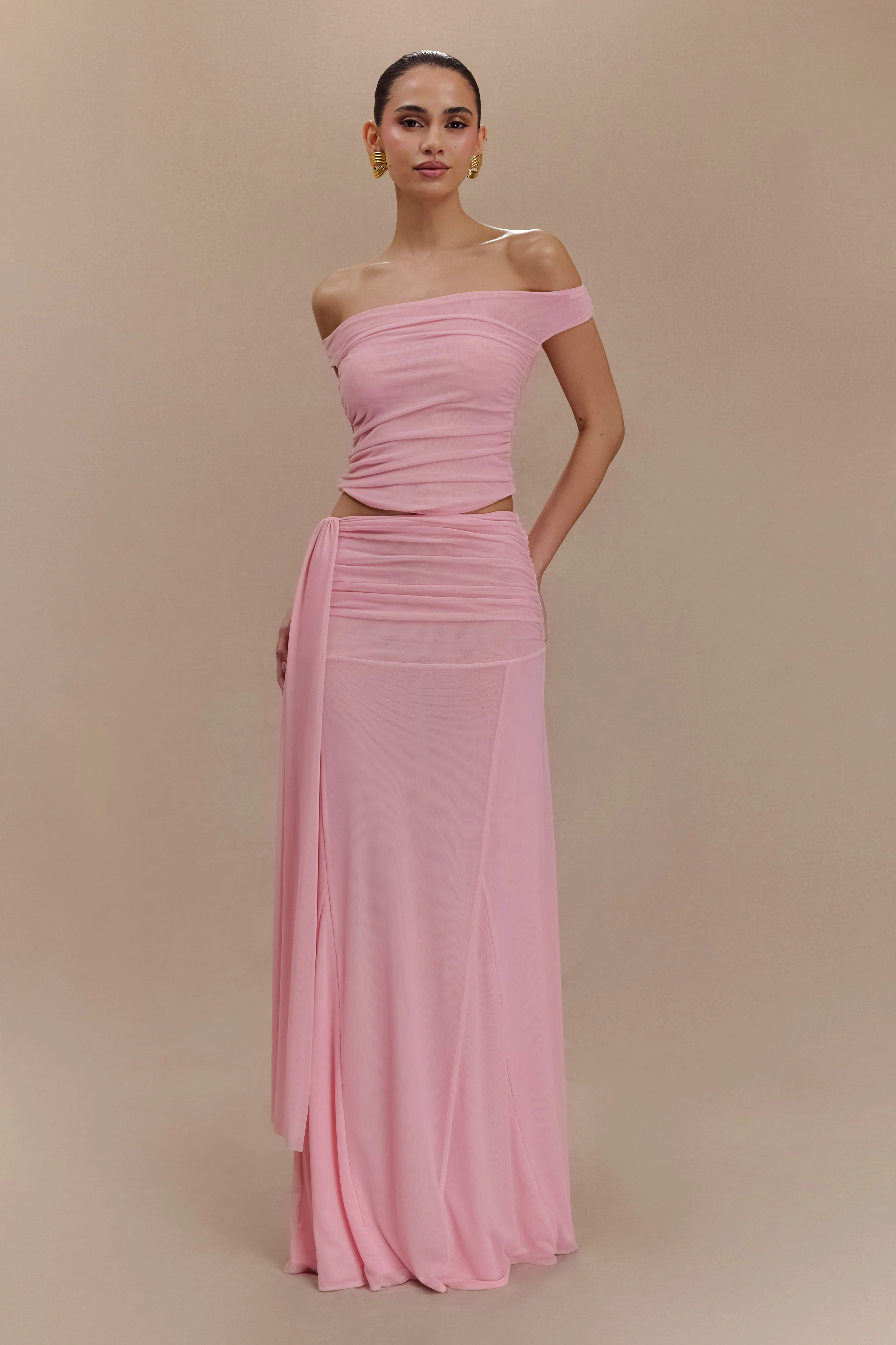 Arna Mesh Maxi Skirt - Candy Pink | MESHKI US
