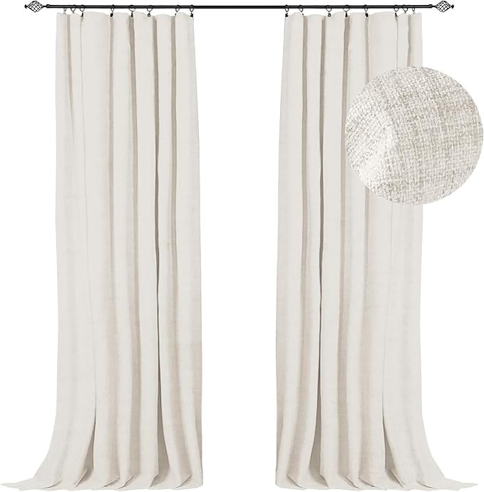 100% Blackout Shield Blackout Curtains for Bedroom 96 inch Length 2 Panels Set, Clip Rings/Rod Po... | Amazon (US)