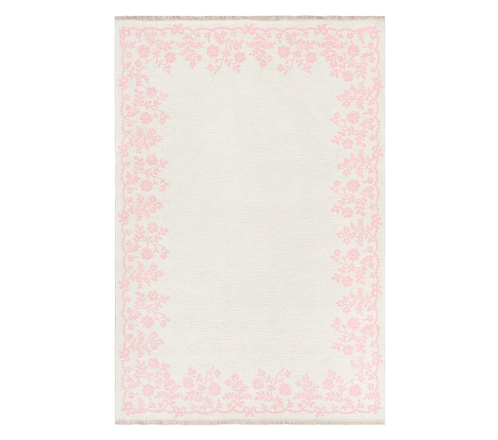 LoveShackFancy Floral Border Washable Reversible Rug (5x8') | Pottery Barn Kids